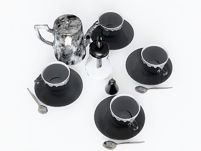 现代茶具 茶壶 茶杯 茶盘 碟子 勺子