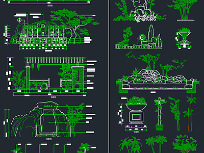 园林景观植物立面图 施工图