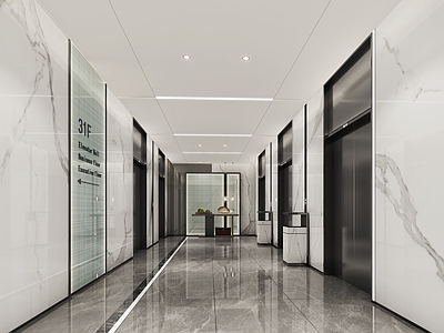 现代电梯厅 端景 装饰品 夹丝玻璃 楼层指示牌