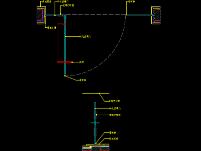 淋浴房玻璃铰链门节点大样图 固定玻璃 通用节点