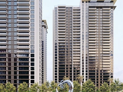 现代高层住宅 雕塑