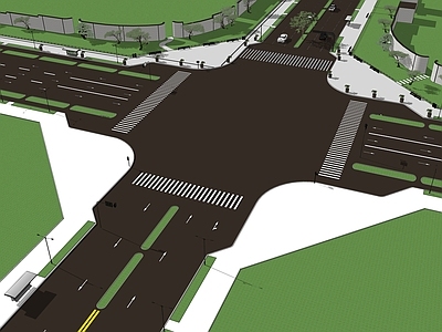 现代市政道路公路景观 十字路口交通信号