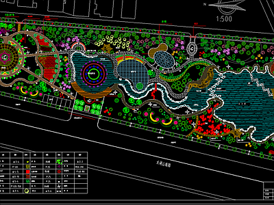 公园cad平面图 公园施工图 平面 植物平面
