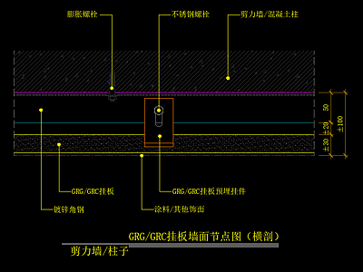 GRG GRC挂板图 横剖 剪力墙 柱子