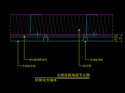 金属挂板墙面节点图 轻钢龙骨墙体