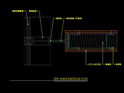 幕墙 轻钢龙骨隔墙交接节点图