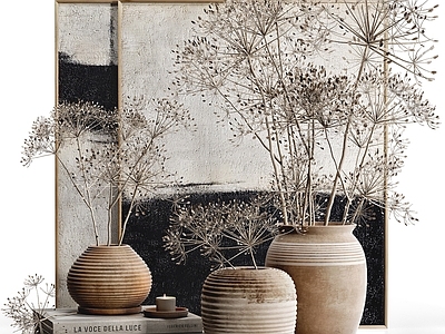 侘寂土陶 花瓶 饰品摆件 装饰品 罐子 蒲公英 花瓶 书本 装饰画 陶瓷 茶几 电视柜 餐桌 床头柜 陶瓷 花瓶 书本