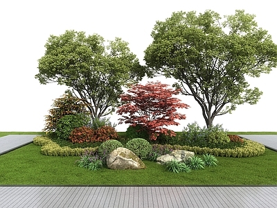 现代植物堆 树 灌木带 灌木球 草地 红叶石楠球 丁香 海桐球 朴树 麦冬