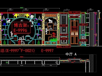 新中式整木护墙板隔断CAD 图库