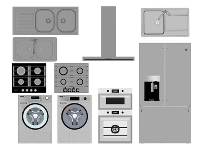 现代洗衣机 冰箱 油烟机 洗手池盆 滚筒洗衣机