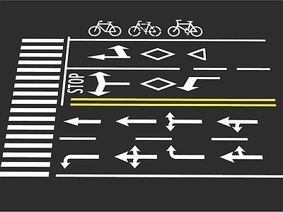 现代道路斑马线 道路标线