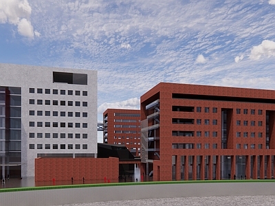 现代图书馆建筑 某大学新校区图书馆 教学楼建筑