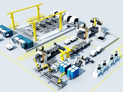 现代工业厂房 机械设备