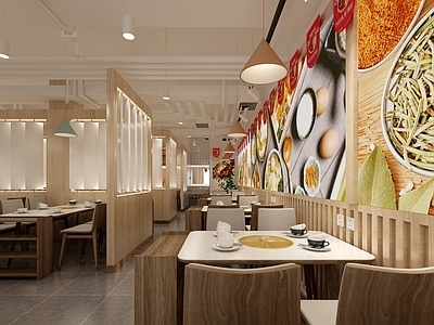 现代火锅店 挂画 椅