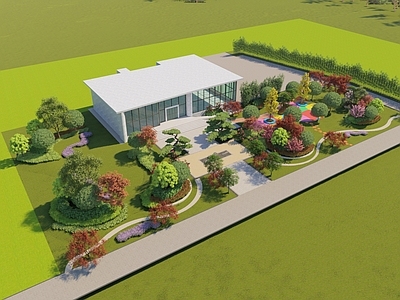 现代售楼处建筑 营销部 商业景观 方形