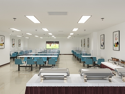 现代食堂 隔离 选餐台 宣传画 雷士灯