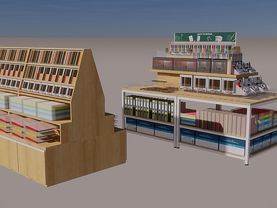 现代文具店货架 文具中岛 文具