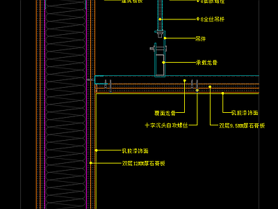 涂料顶面与涂料墙面交接天花节点图