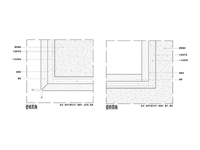 瓷砖湿贴阳阴角详图大样 施工图