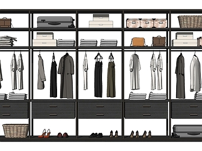 现代服装店货架 服装展示架 箱包服饰 编织筐
