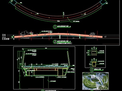 景观园林室外造型艺术钢构网红景观桥施工图 节点 结构节点图