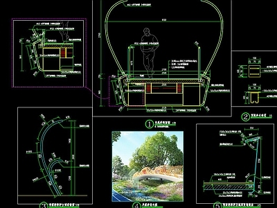 景观网红爱心旱溪钢构景观桥造型艺术施工图