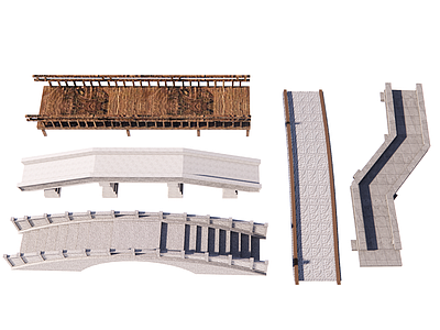 中式景观桥 大理石桥 石桥 木栈桥