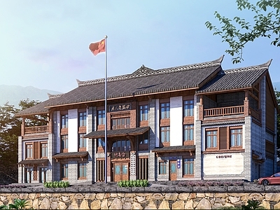中式公建 村委会 乡村文化馆