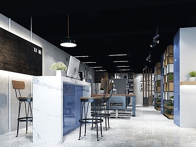 现代美发店 理发店 洗发店 服务台 理发台