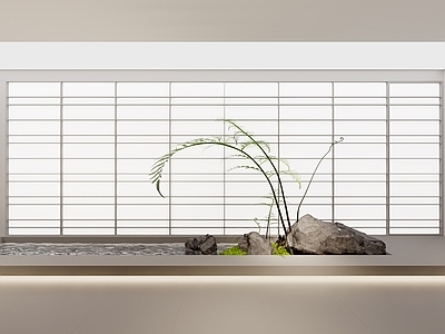 现代景观小品 蕨类植物 假山