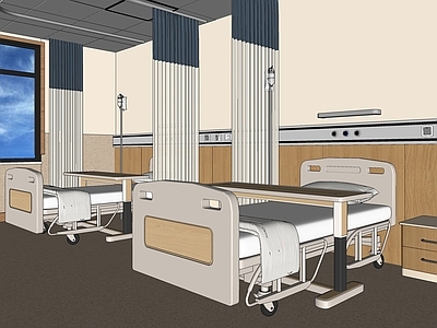 现代病房 医院病床 输液架 医疗器材 吊瓶架