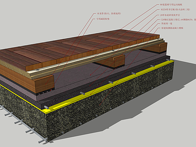 现代构件 木施工节点 地面材料分析