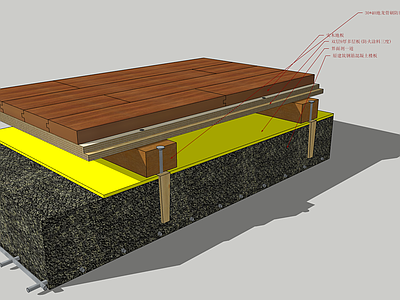 现代构件 木地板施工节点 地面材料分析