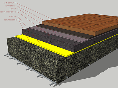 现代构件 木地板施工节点 地面材料分析