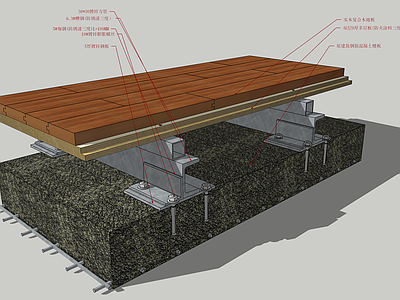 现代构件 木地板施工节点 地面材料分析