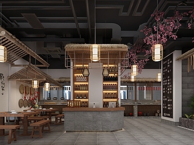 中式火锅店 灯笼 梅花