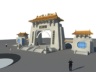 中式牌坊牌楼 景区大门 风景区入口景观