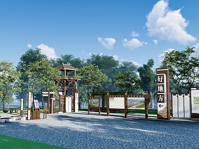 新中式标识系统 标牌 乡村 木制导览牌 普通