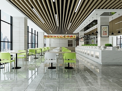 现代员工食堂 餐椅 自助台
