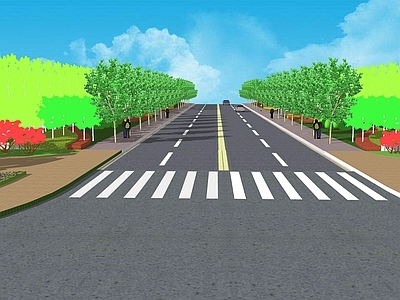 现代市政道路 公路景观 十字路口景