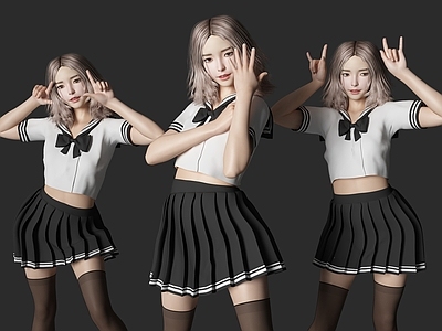 现代女人 jk女生 学生 美女 校服人物 微笑女孩