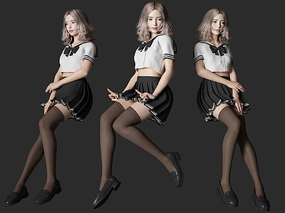 现代女人 jk女生 学生 美女 校服人物 微笑女孩
