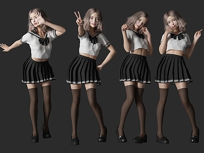 现代女人 jk女生 学生 美女 校服人物 微笑女孩