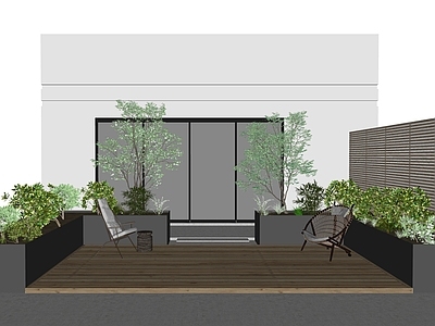 现代户外椅 植物 盆景 盆栽 树 公园