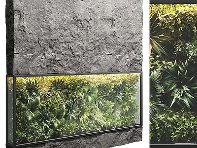 现代绿植墙 植物岩石墙