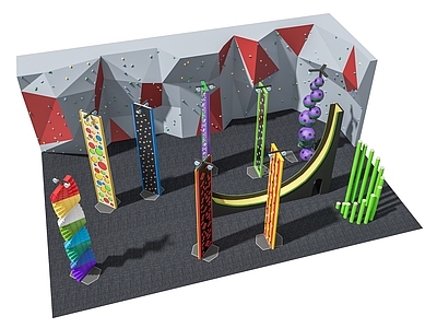 现代攀岩器材组合 滑梯 攀岩墙