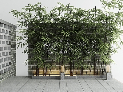 新中式植物堆 围墙