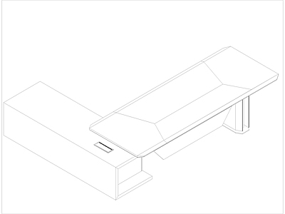 现代简约 施工图 效果图班台立体图