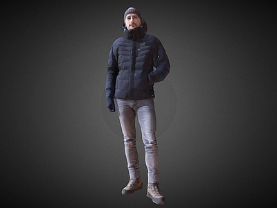 现代穿厚衣服的男人