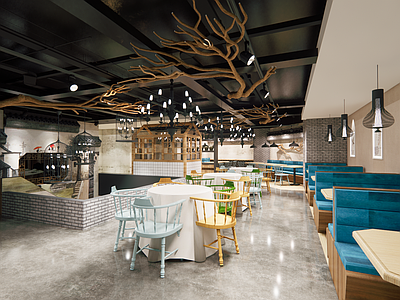 现代火锅店 主题火锅店 餐桌椅